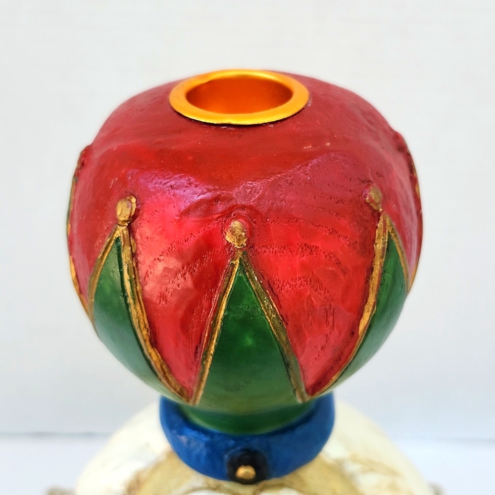 SANTA WHIMSICAL FOLK ART 12" CANDLEHOLDER/FIGURINE - Picture 4 of 9